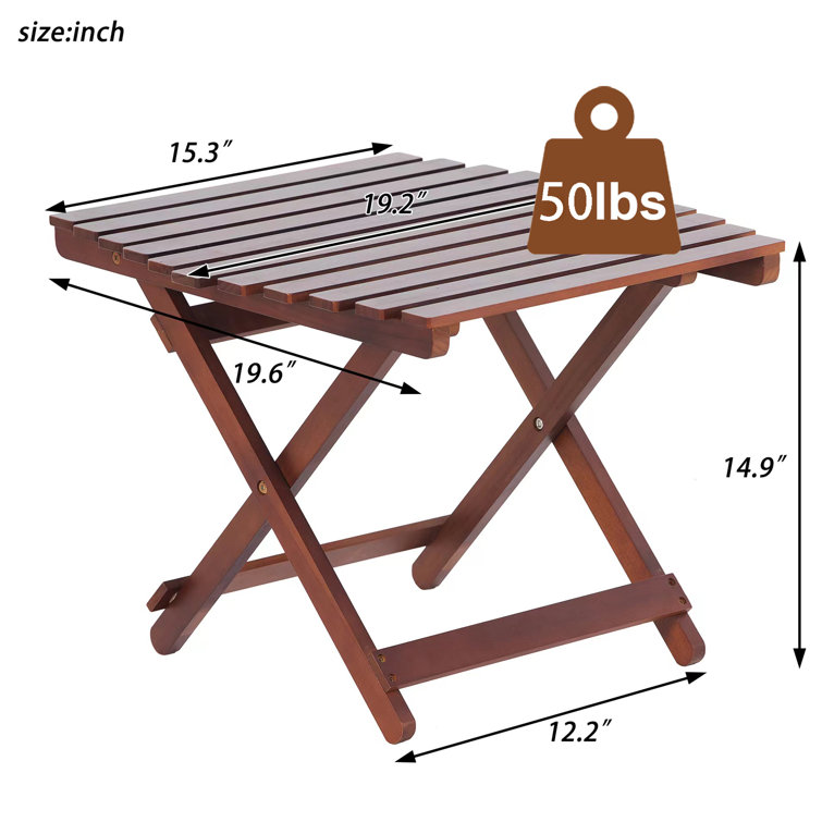 Ochine 19.6'' Solid Wood Portable Folding Table Wayfair Canada